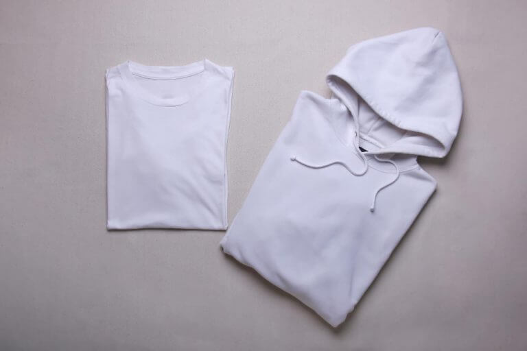 folded white tshirt hoodie mockup grey background flat lay mens top template