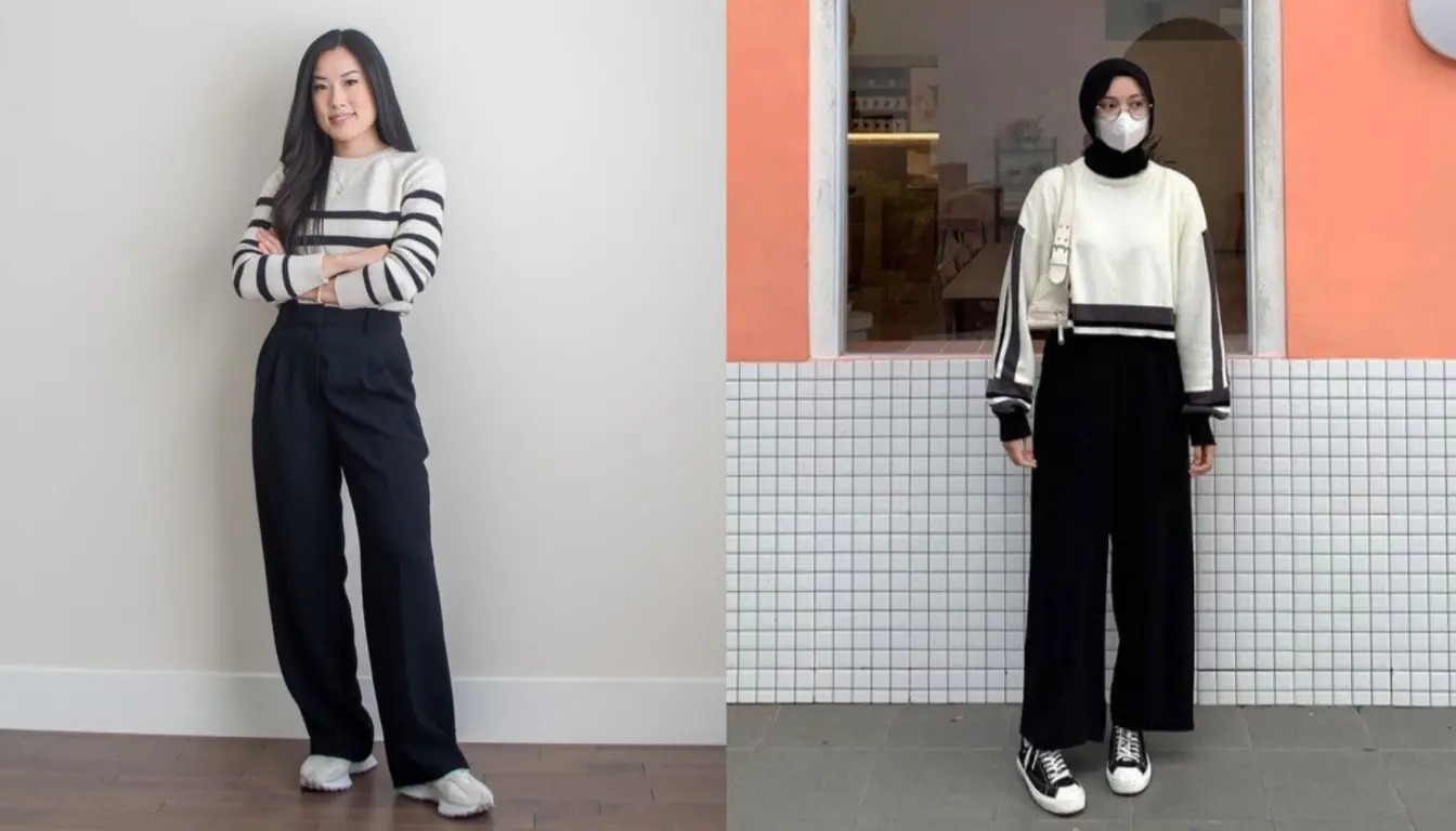 Celana Hitam dan Sweater Oversize