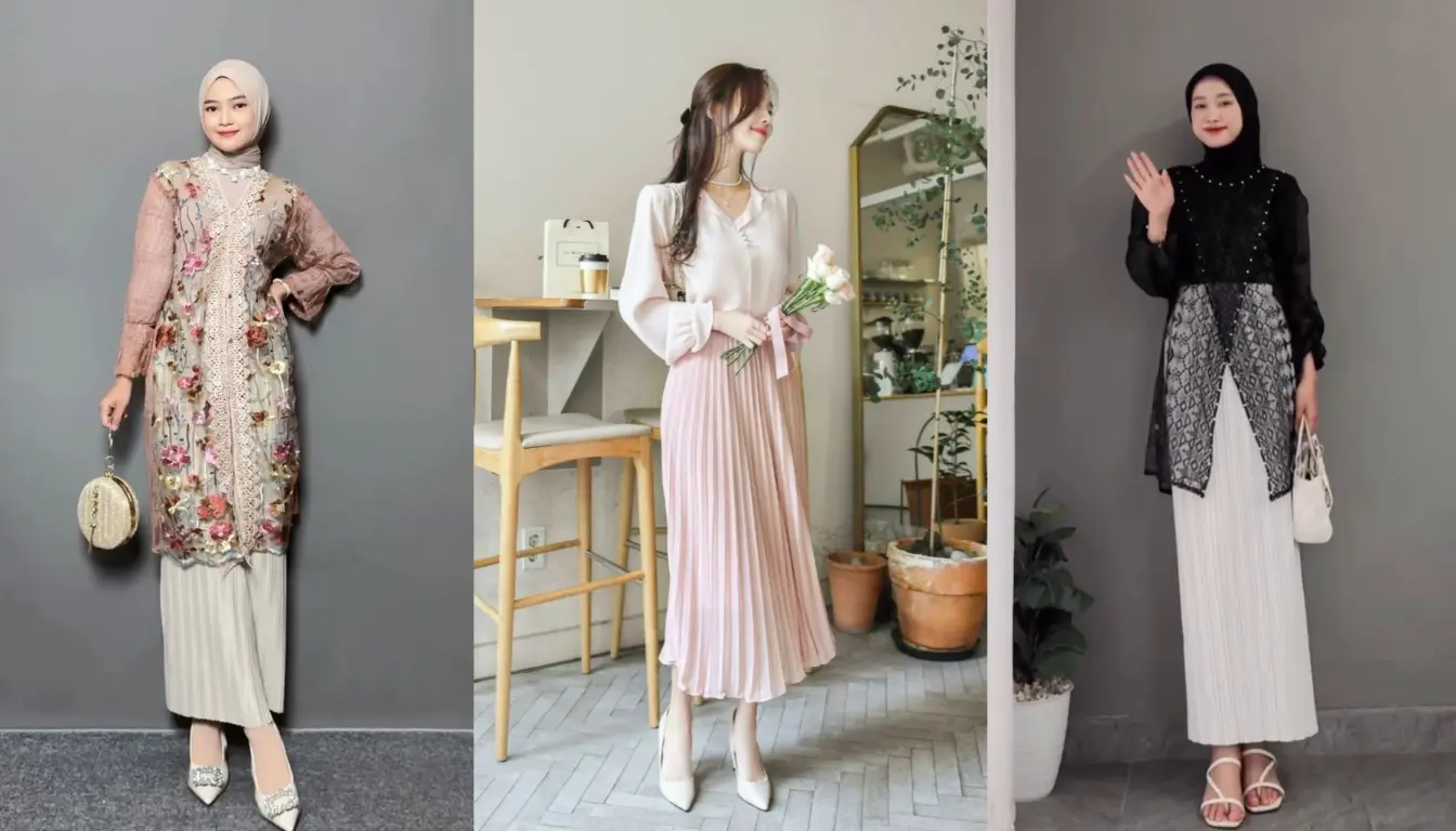 Ilustrasi OOTD Kondangan dengan Rok Plisket Ilustrasi OOTD Kondangan dengan Rok Plisket