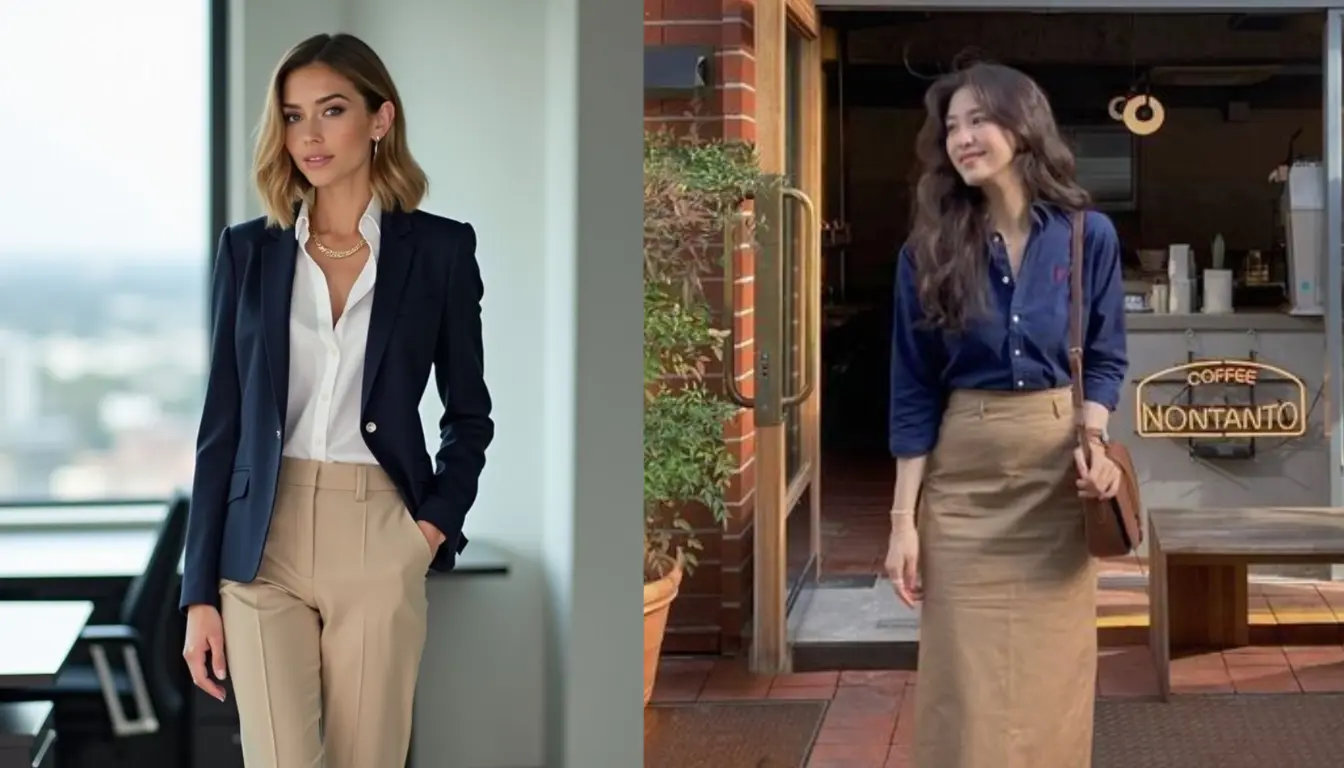 Perpaduan Beige dan Navy Perpaduan Beige dan Navy