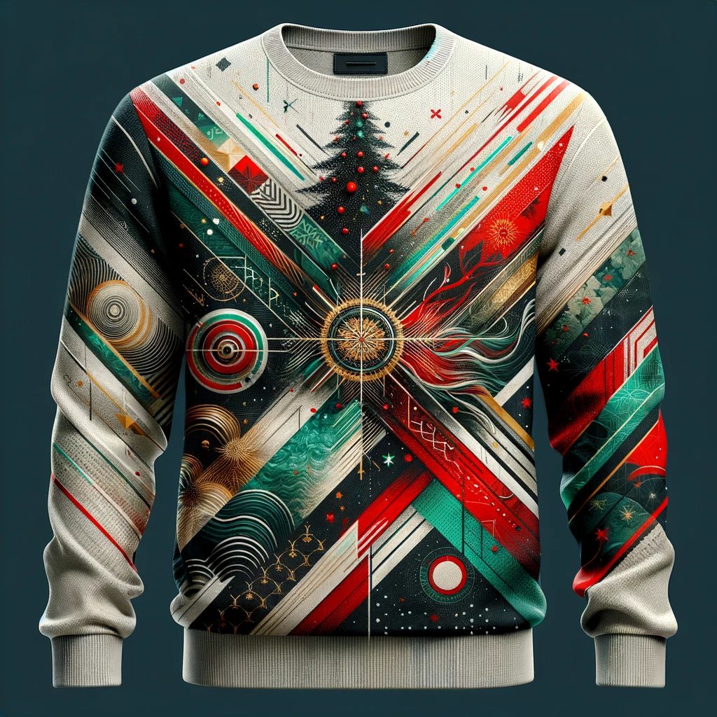 Sweater Natal Pria Dengan Desain Abstrak