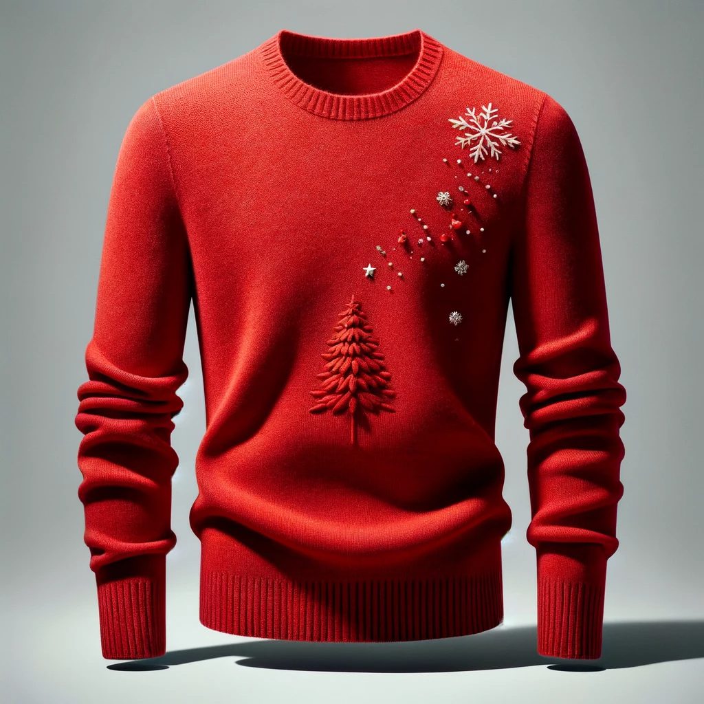 Sweater Natal Pria Polos Dengan Sedikit Sentuhan Natal