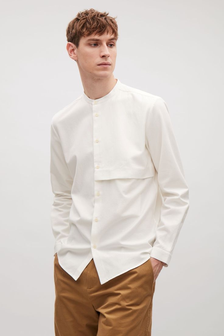 Baju Lebaran Pria - Kemeja Putih Simple Polos Modern