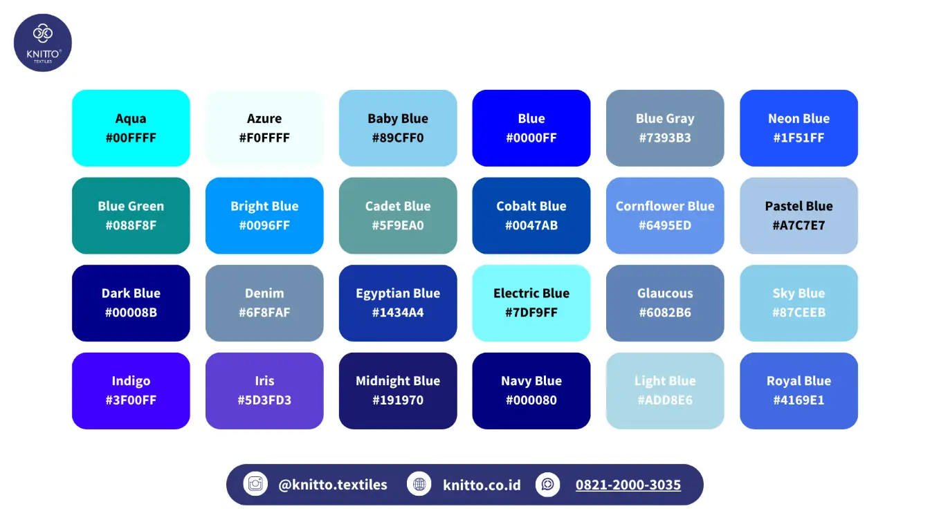 24 Macam macam Warna Biru dan Kode Warnanya (1) 24 Macam macam Warna Biru dan Kode Warnanya