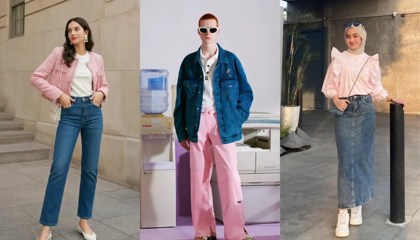 Perpaduan Warna Pink dan Denim Perpaduan Warna Pink dan Denim