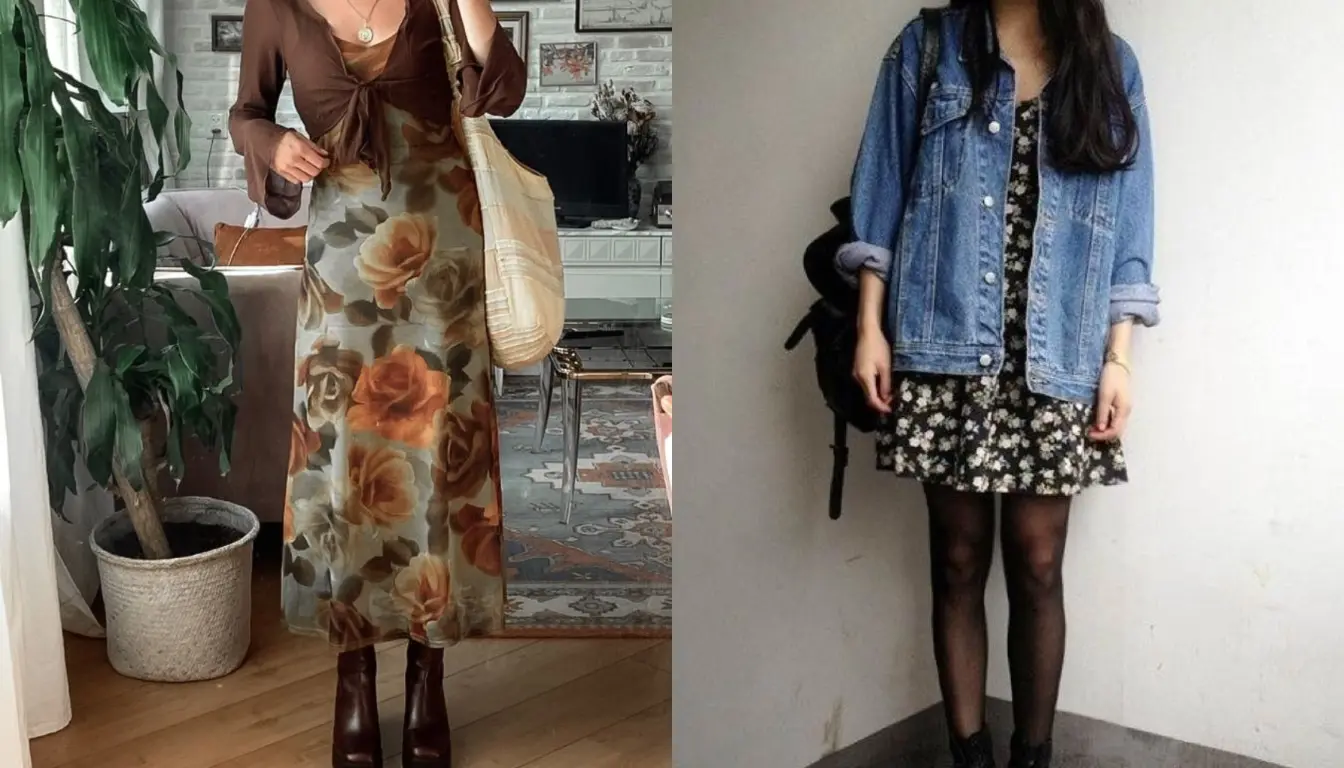 Ilustrasi OOTD Floral Dress dan Boots