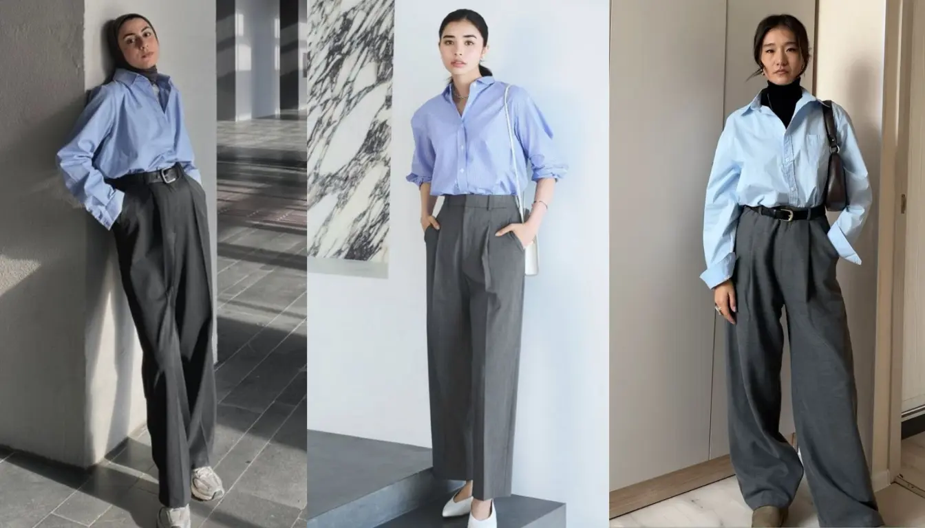 Celana Abu Abu Cocok dengan Baju Warna Apa? Baju Warna Biru Muda