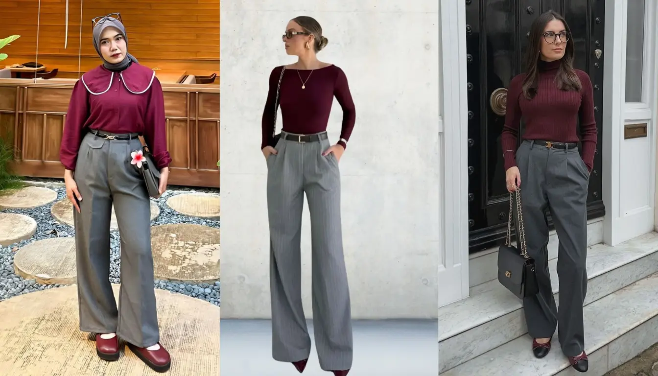 Celana Abu Abu Cocok dengan Baju Warna Apa? Baju Warna Maroon