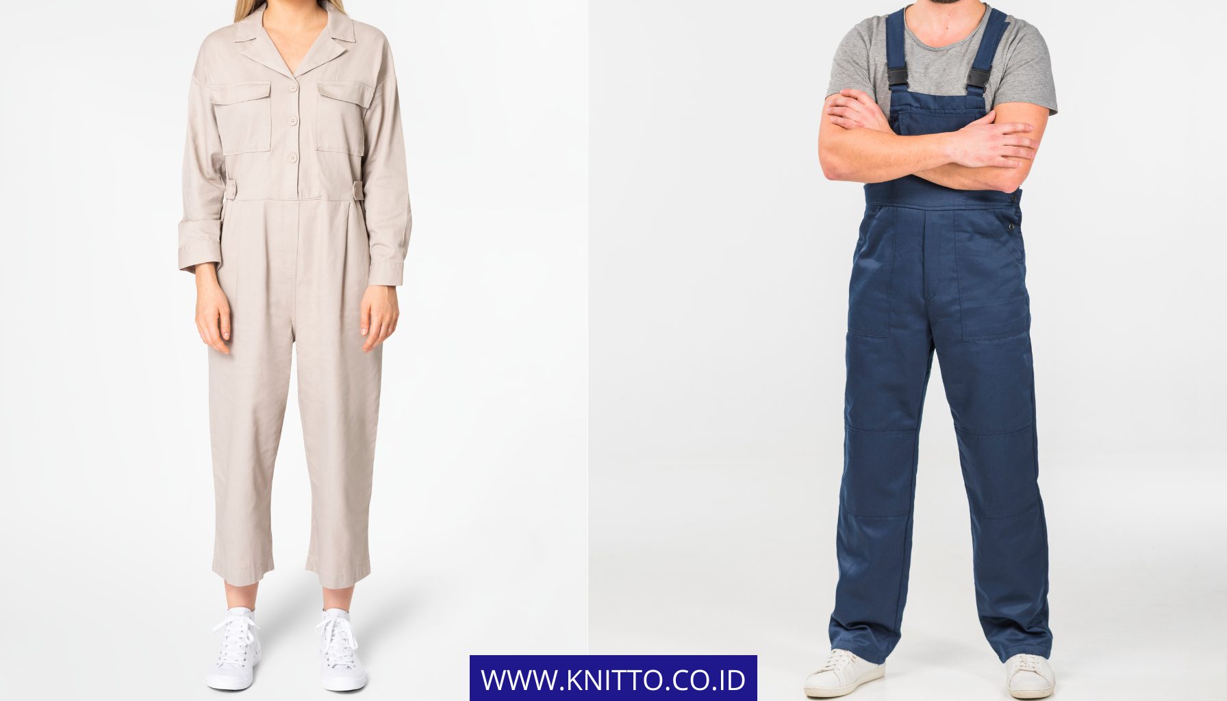 Beda Jumpsuit dan Overall | Kiri: Jumpsuit, Kanan: Overall