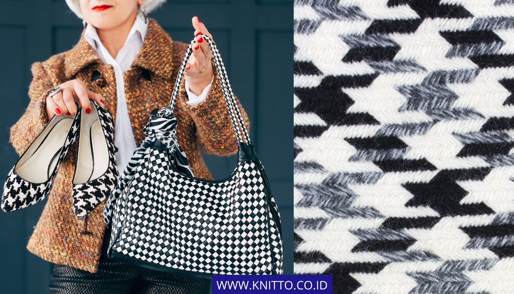 Contoh Houndstooth Tweed, Salah Satu Motif dengan Warna Hitam dan Putih