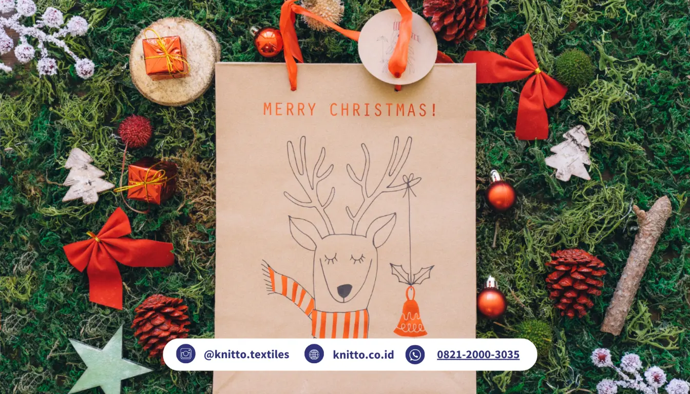 Ilustrasi Hampers Natal dari Bahan Kain berupa Tas Belanja