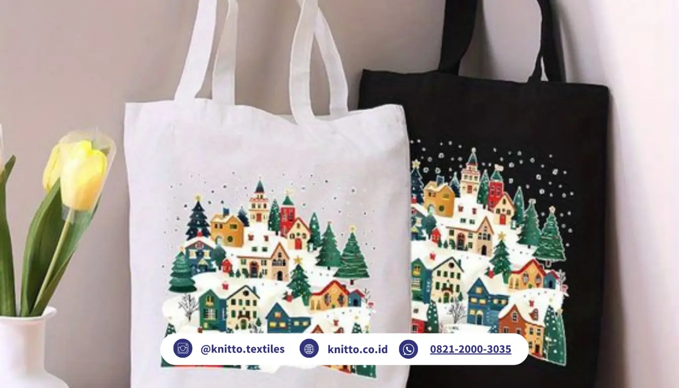 Ilustrasi Hampers Natal dari Bahan Kain berupa Tote Bag