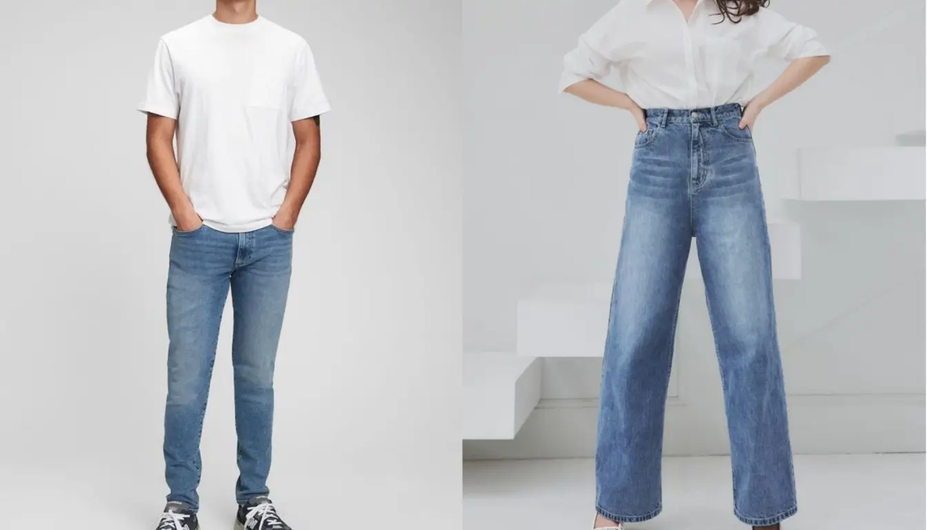 Perpaduan Baju Putih dengan Celana Jeans Biru