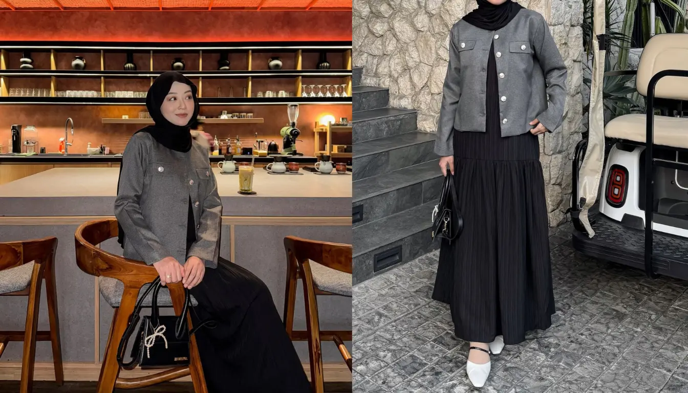 Baju Abu abu Cocok dengan Jilbab Warna Apa Hitam