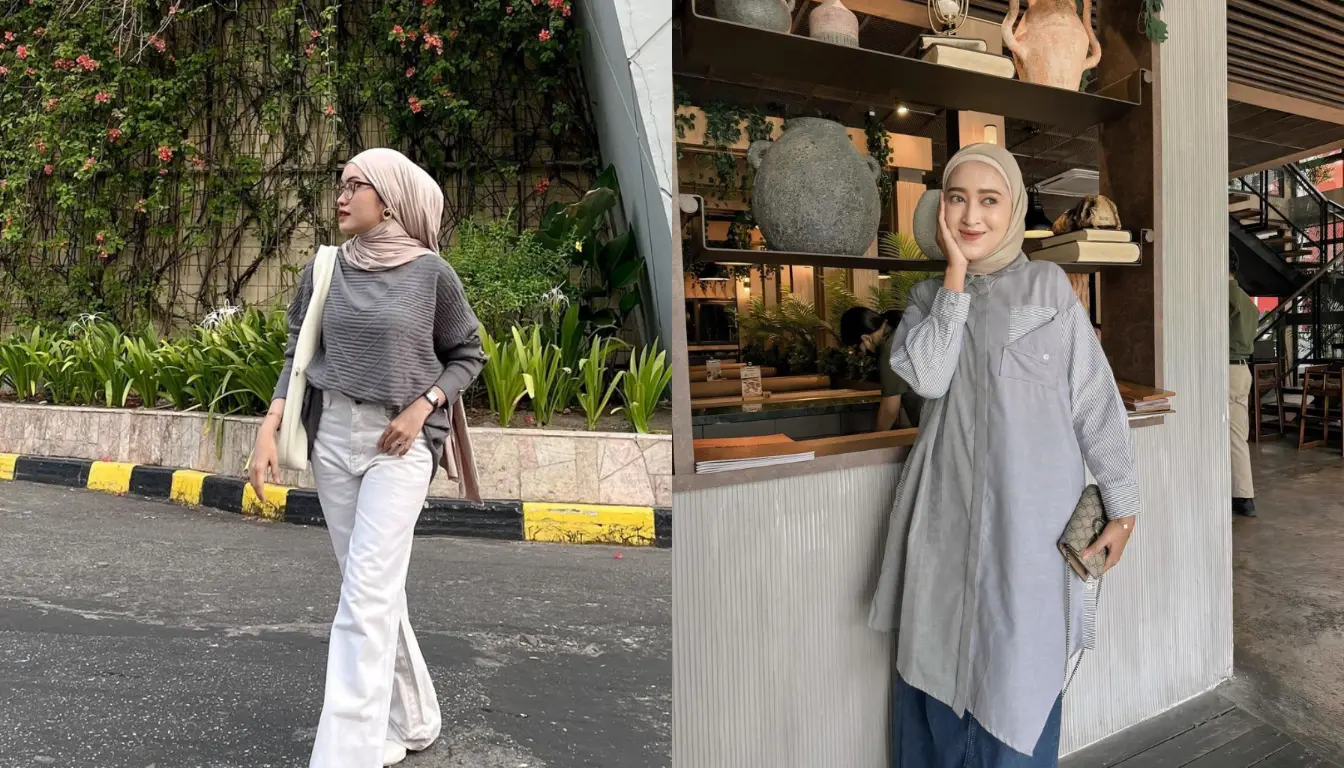 Baju Abu-abu Cocok dengan Jilbab Warna Apa - Nude