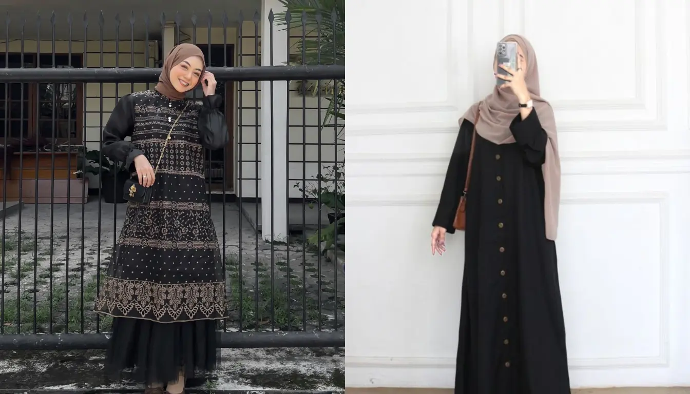 Gamis Hitam dengan Jilbab Cokelat (Sumber: Instagram.com/meiraniap)