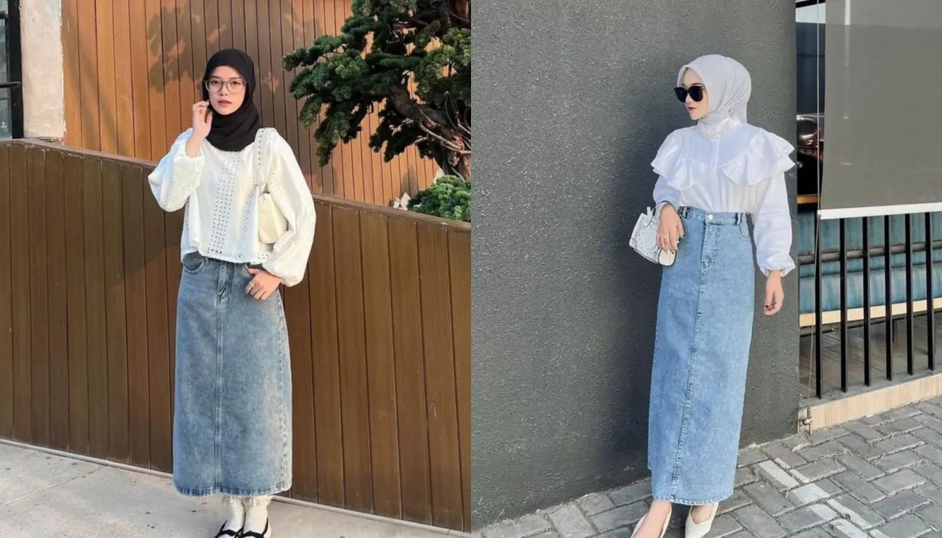 Inspirasi OOTD Rok Jeans Hijab