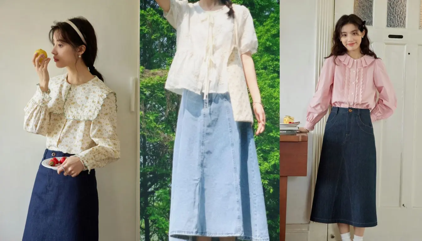 Inspirasi OOTD Rok Jeans dengan Blouse