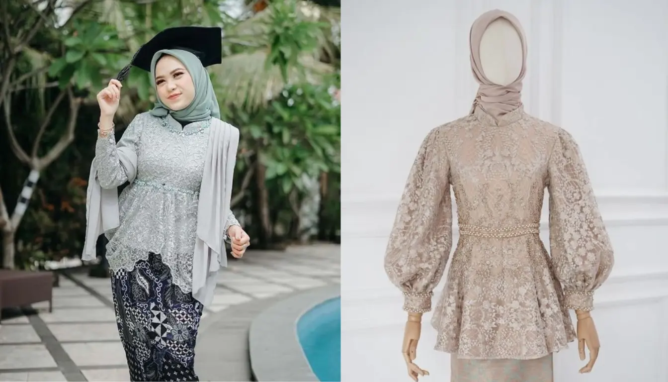 Model Kebaya Brokat Modern dengan Kerah Shanghai