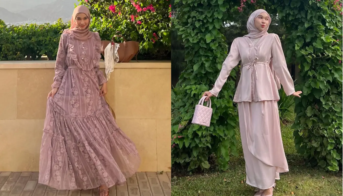 Perpaduan Baju Pink dengan Jilbab Senada