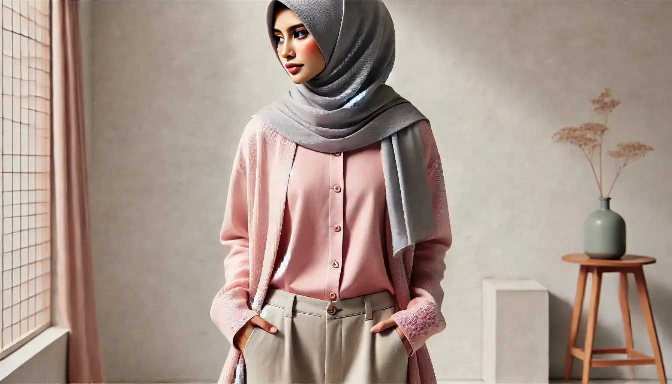 Ilustrasi Perpaduan Baju Pink Cocok dengan Jilbab Warna Apa (Dibuat menggunakan AI)