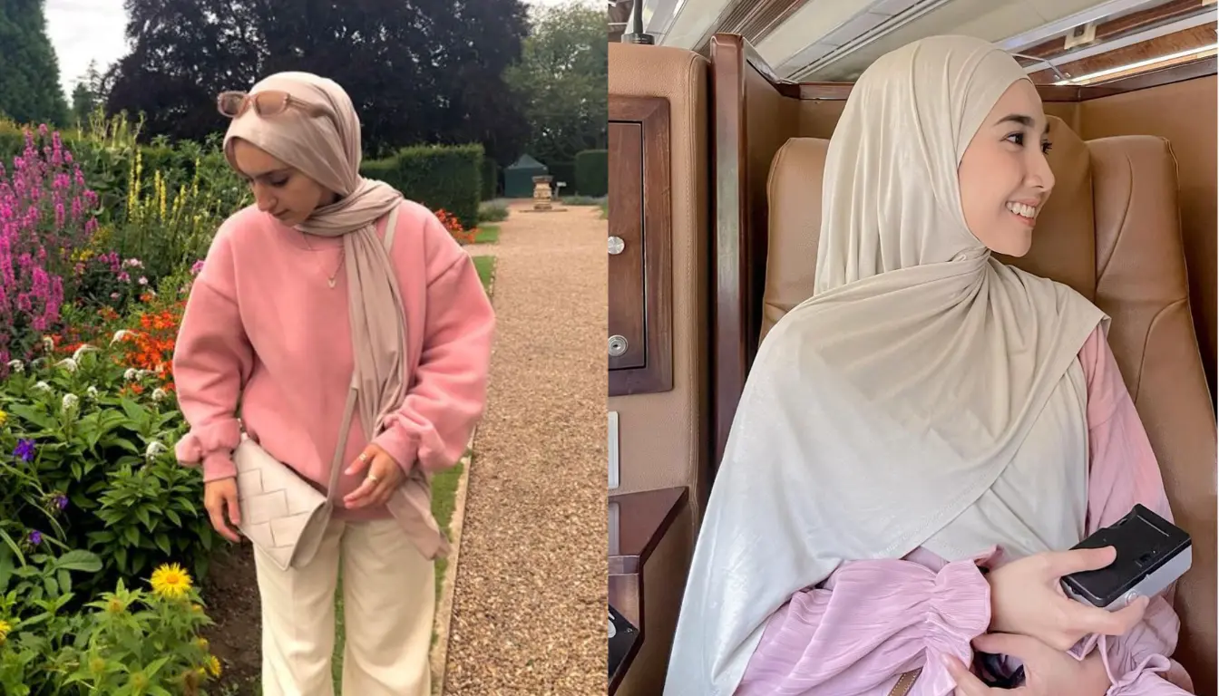 Perpaduan Baju Pink dengan Jilbab Warna Nude