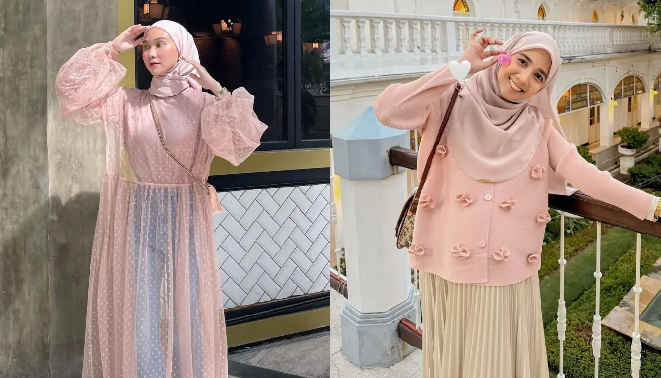 Perpaduan Baju Pink dengan Jilbab Warna Pink Pastel