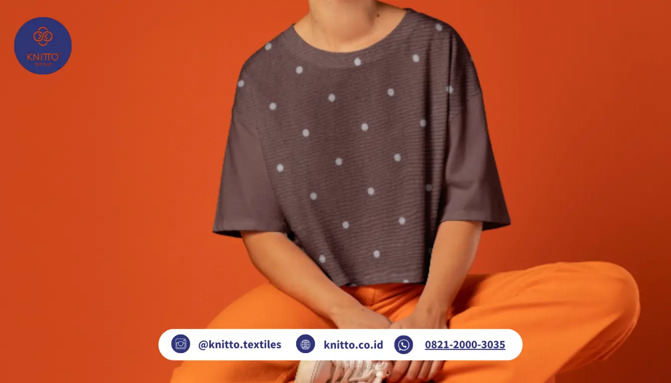 Contoh Baju Motif Polkadot dari Kain Printing Knitto - Warna Dusty Rose