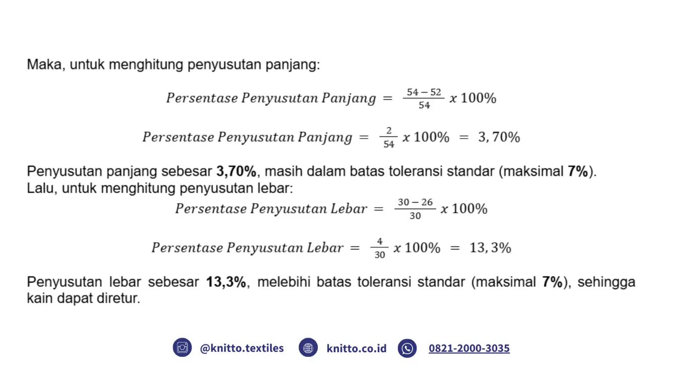 Contoh Perhitungan Penyusutan Kain -Courtesy of Knitto Textiles