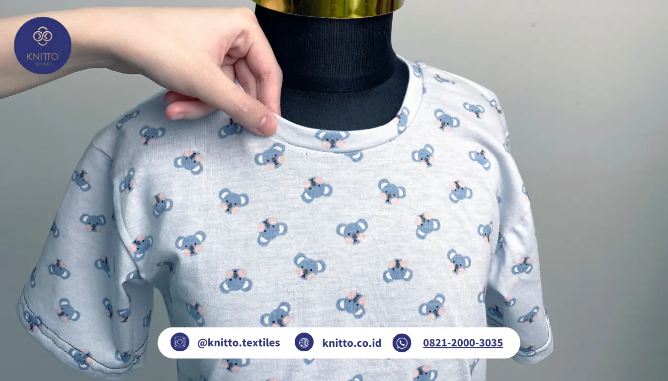 Contoh Rib dengan Satu Jenis Kain Printing Motif Koala dari Knitto