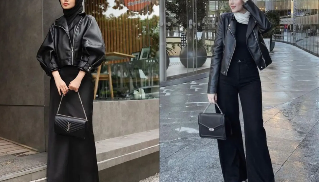 Leather Jacket dengan Gaya Hijab Friendly