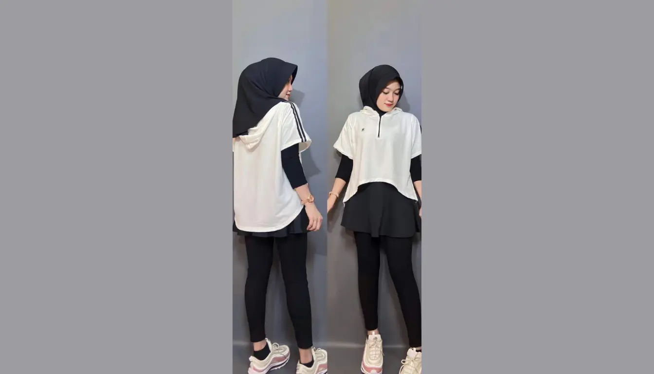 ilustrasi outfit jogging monochrome sporty style