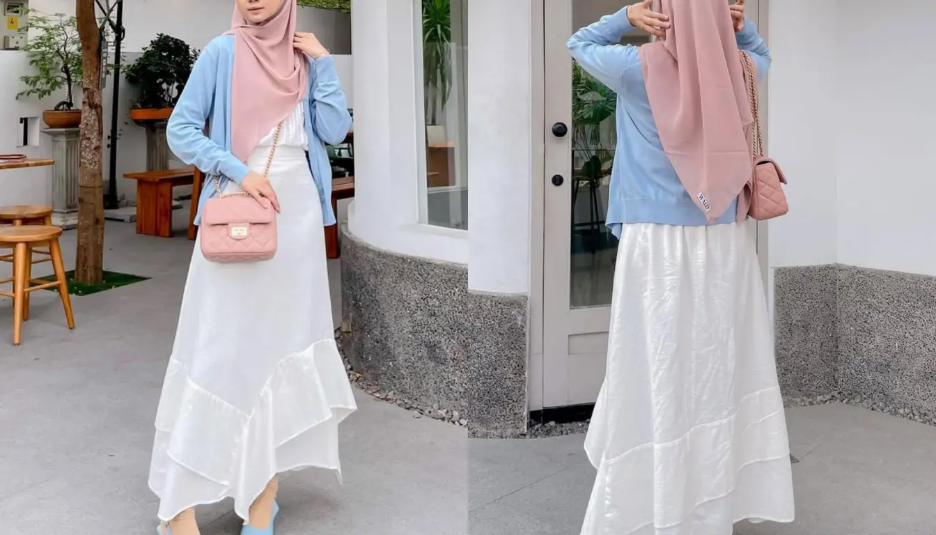 Baju Biru Muda Cocok dengan Jilbab Warna Apa? Coba Warna Pink! (Sumber: Pinterest)