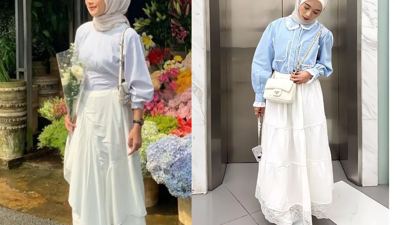 Baju Biru Muda Cocok dengan Jilbab Warna Apa? Coba Warna Putih! (Sumber: Pinterest)