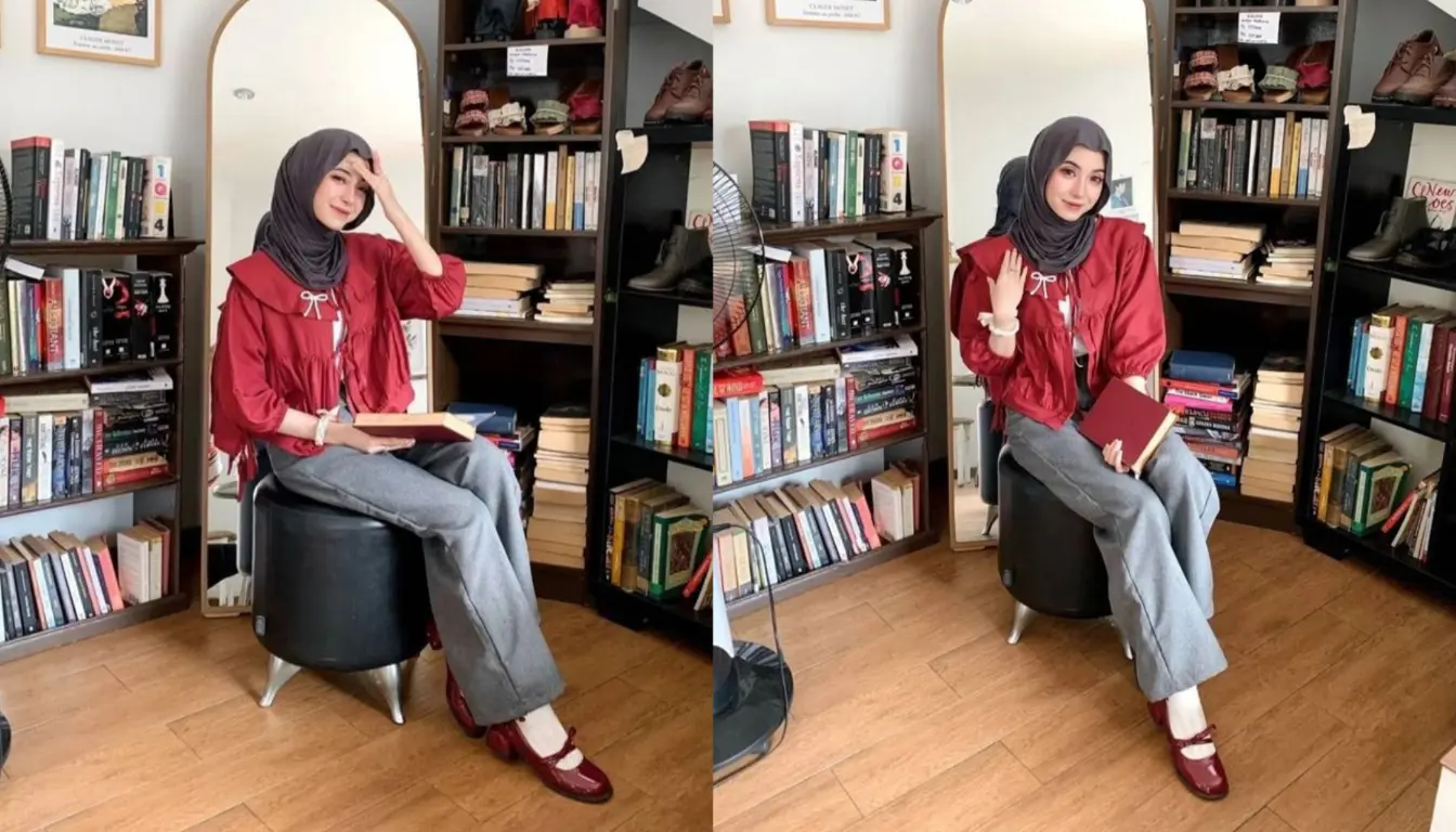 Baju Merah Cocok dengan Jilbab Warna Apa? Coba Warna Abu-abu! (Sumber: Pinterest)