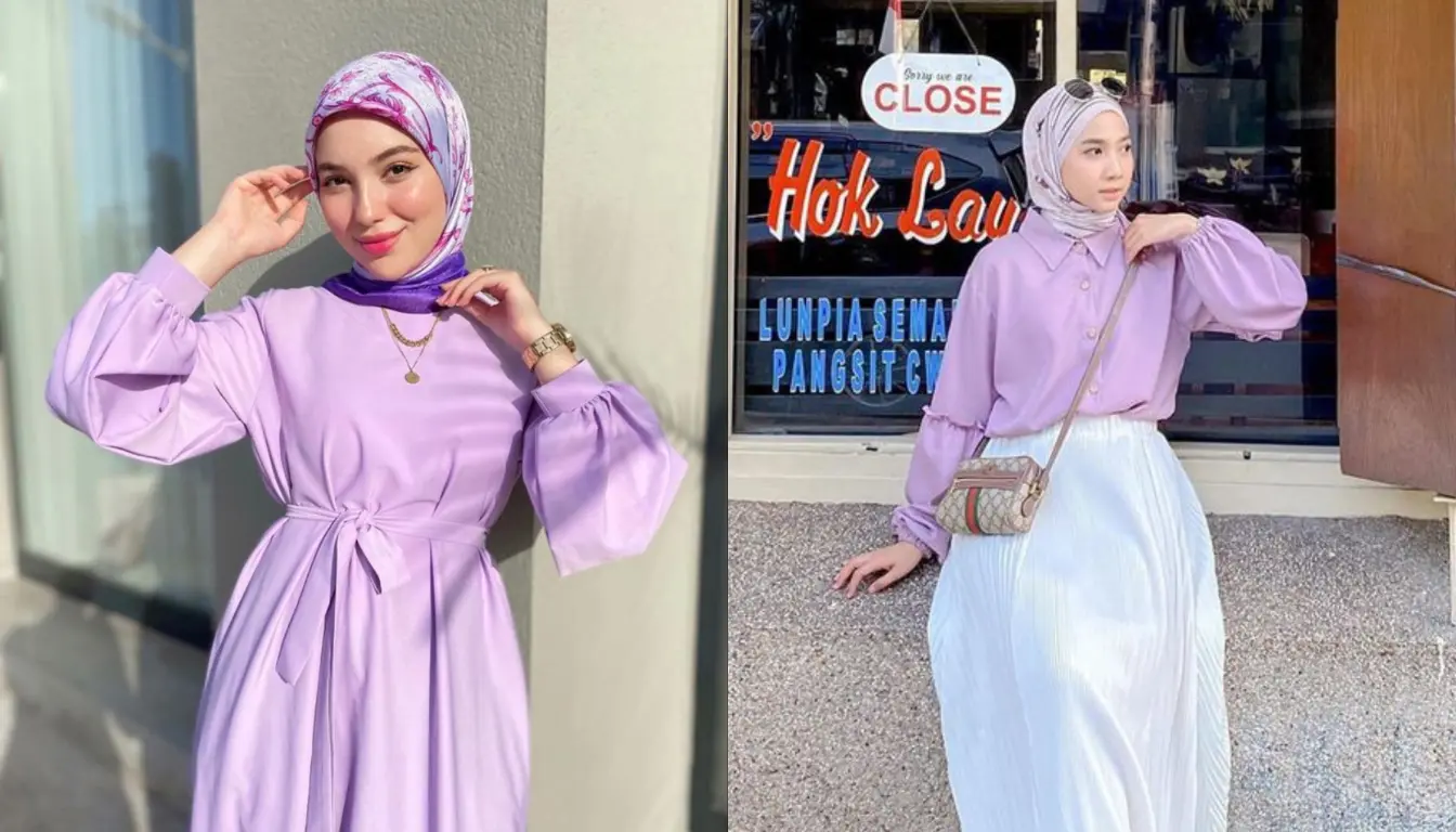 Baju Ungu Cocok dengan Jilbab Warna Apa? Coba Jilbab Motif (Sumber: Pinterest)