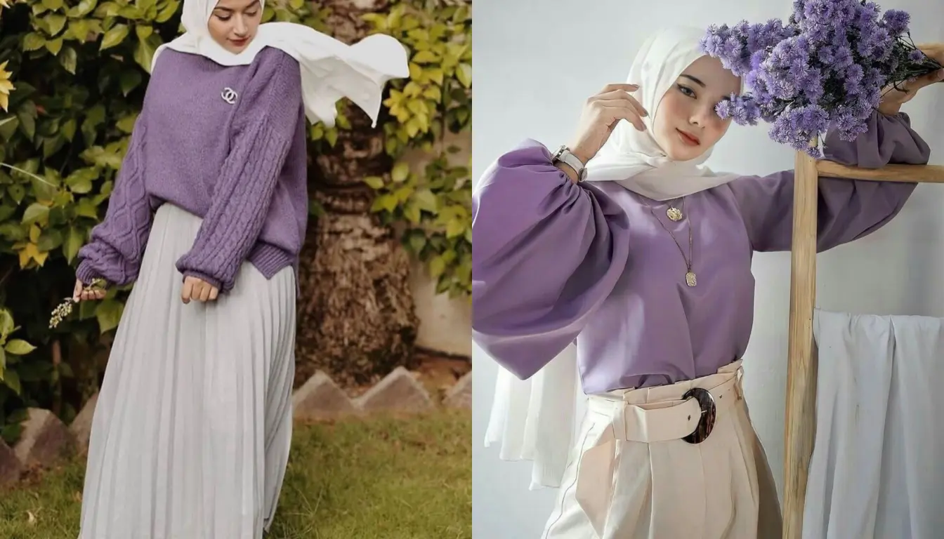 Baju Ungu Cocok dengan Jilbab Warna Apa? Coba Jilbab Putih (Sumber: Pinterest)