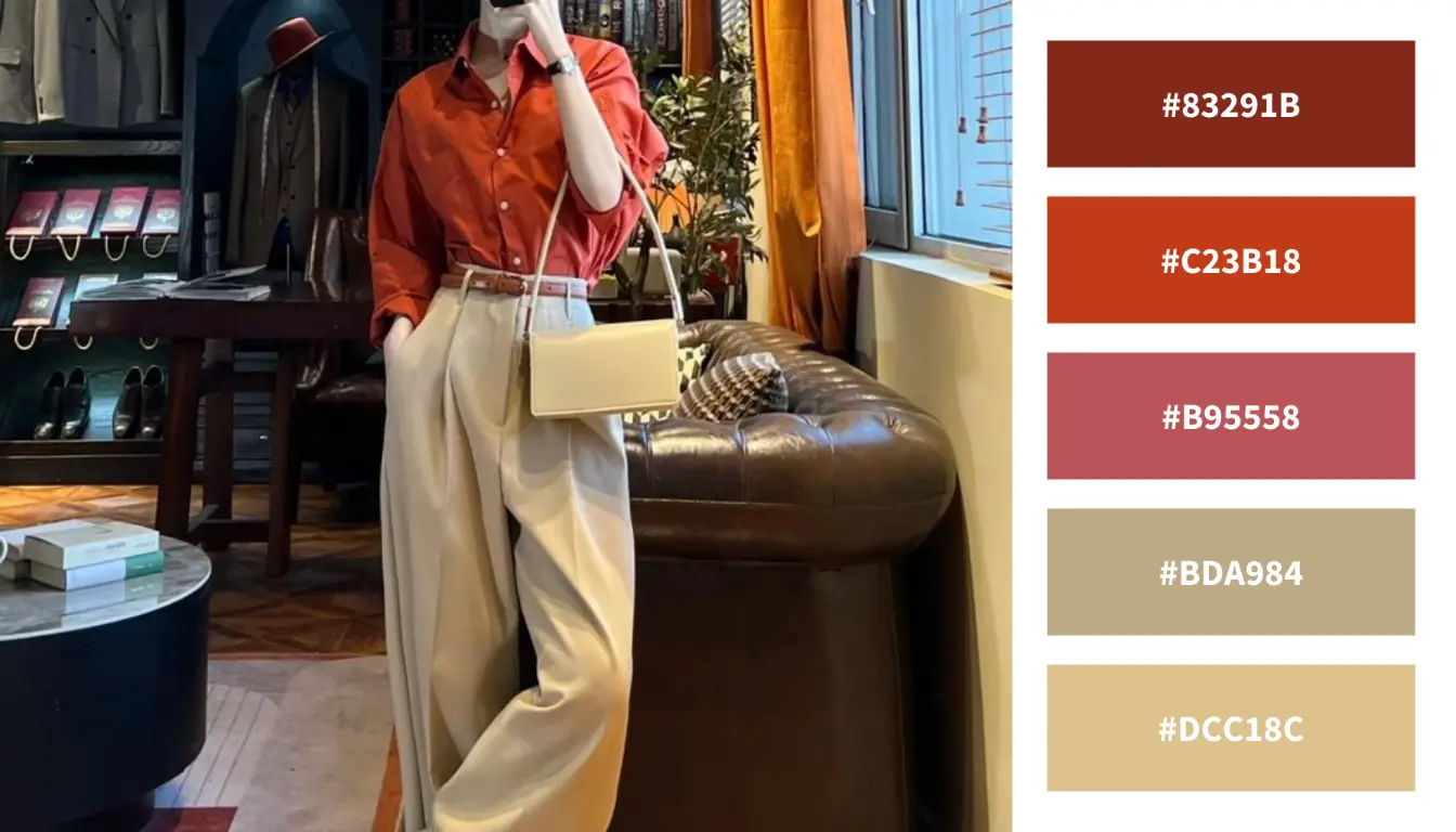 Celana Cream Cocok dengan Baju Warna Apa? Coba Warna Terracotta! (Sumber: Pinterest)