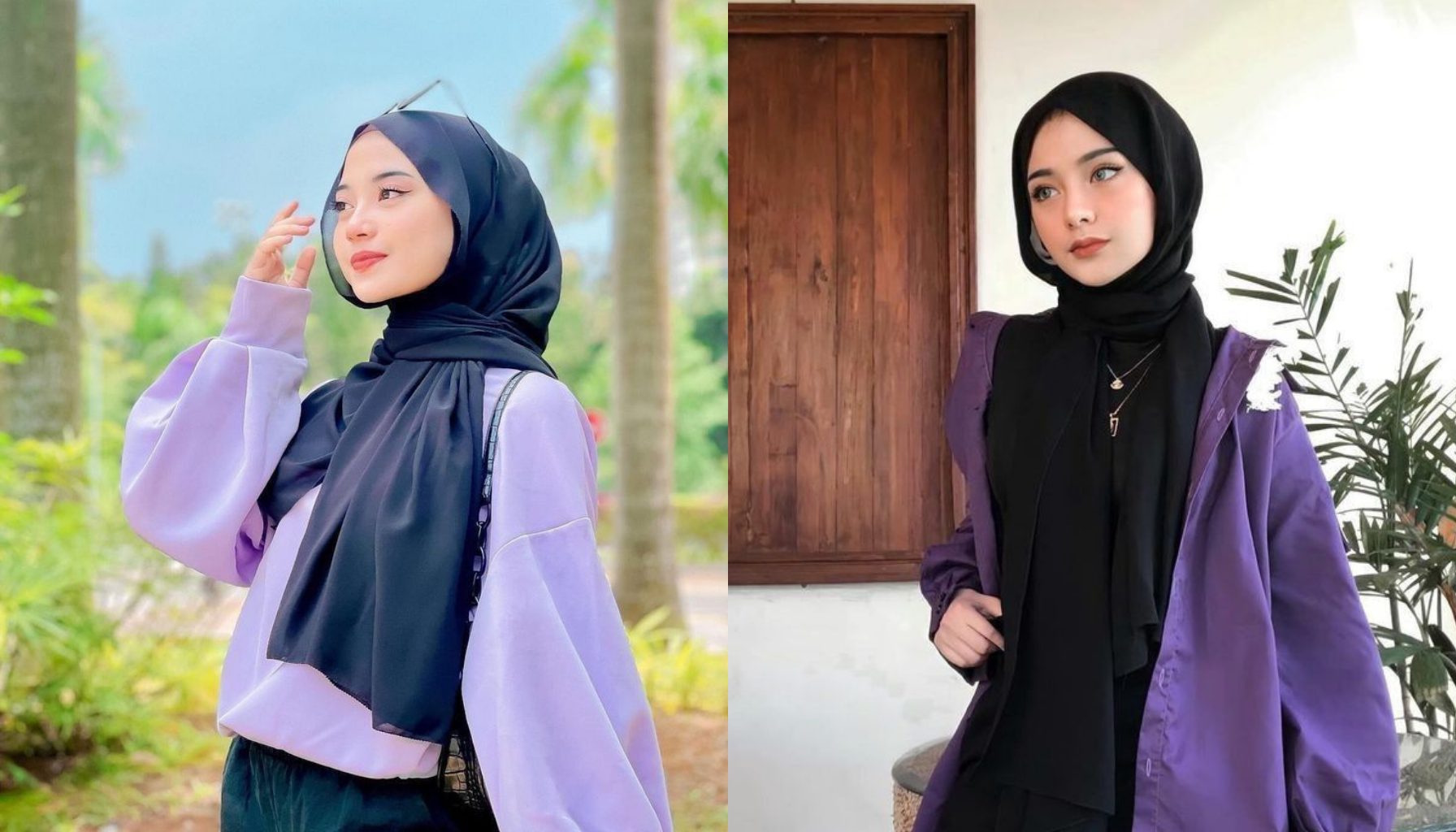 Baju Ungu Cocok dengan Jilbab Warna Apa? Coba Jilbab Hitam (Sumber: Pinterest)