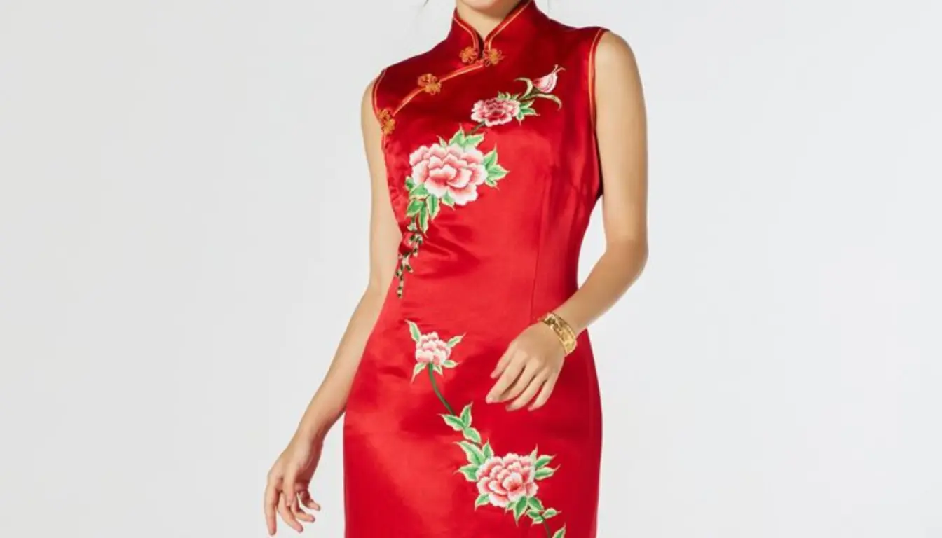 Ilustrasi Baju Cheongsam Motif Bunga Peony (Sumber: Pinterest)