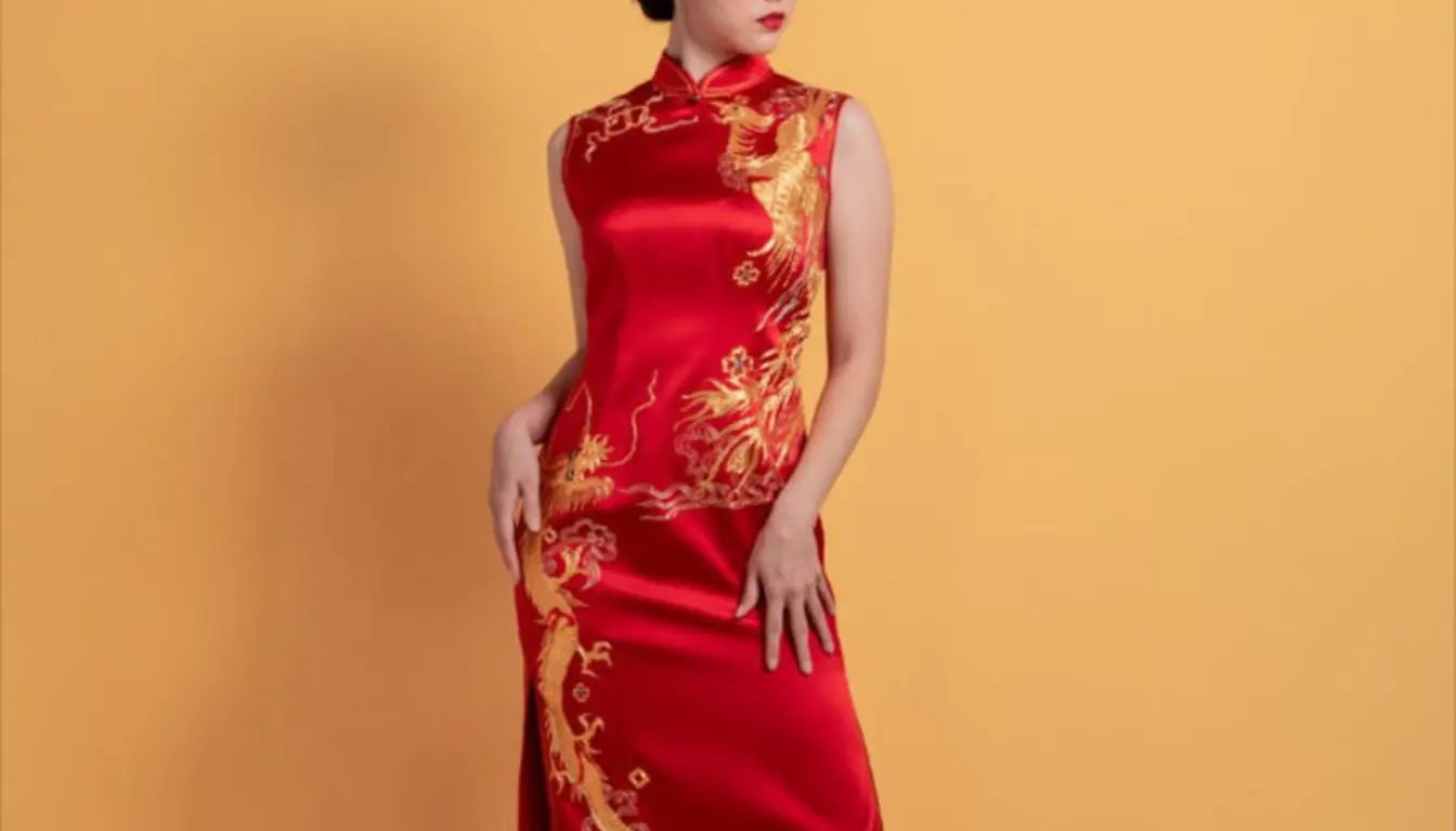 Ilustrasi Baju Cheongsam Motif Phoenix (Sumber: Pinterest)