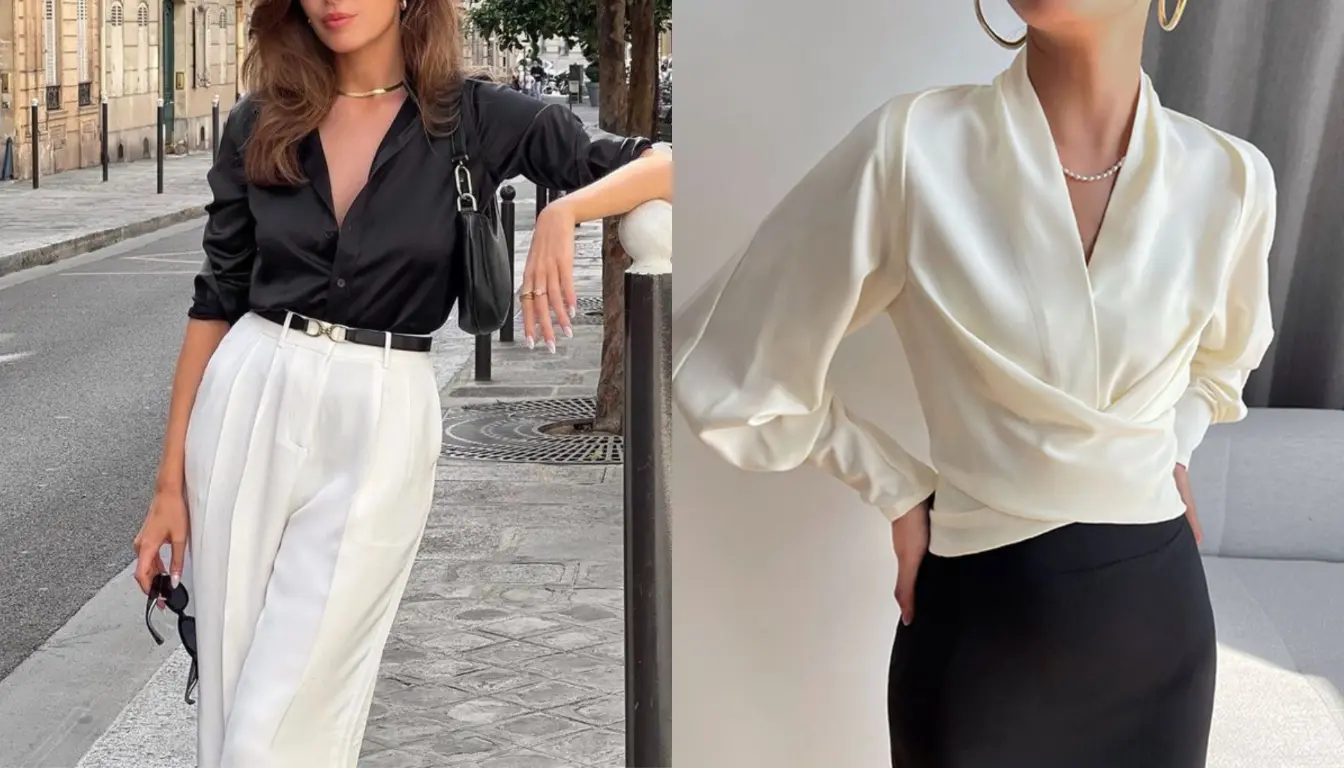 Ilustrasi Outfit Old Money dengan Blouse Satin (Sumber: Pinterest)