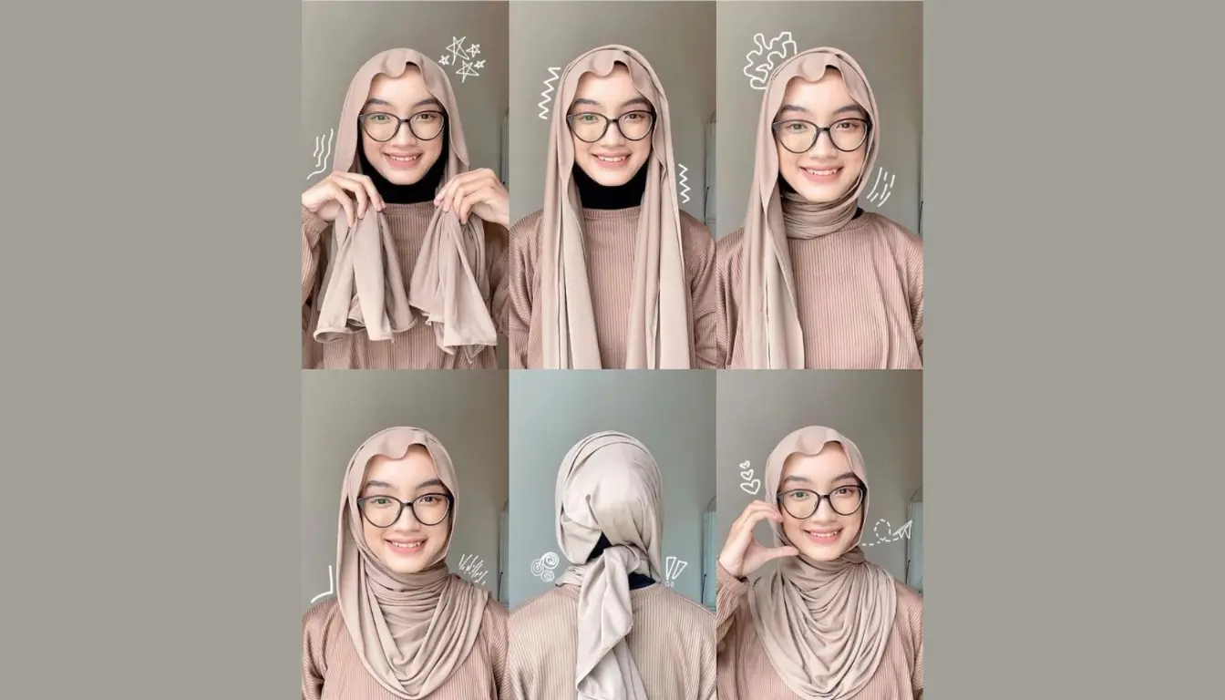 Ilustrasi Tutorial Pashmina Inner Menawan