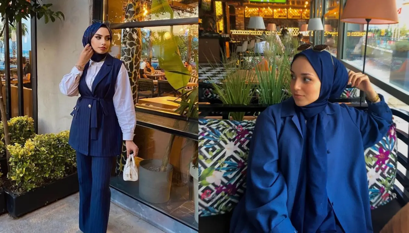 Baju Biru Dongker Cocok dengan Jilbab Warna Apa? Coba Warna Biru Dongker!