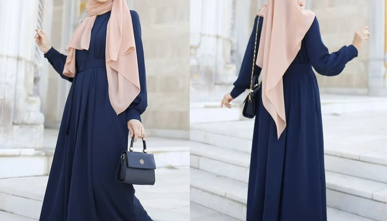 Baju Biru Dongker Cocok dengan Jilbab Warna Apa? Coba Warna Peach!