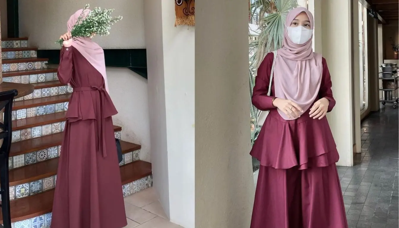 Baju Burgundy Cocok dengan Jilbab Warna Apa? Coba Warna Baby Pink!