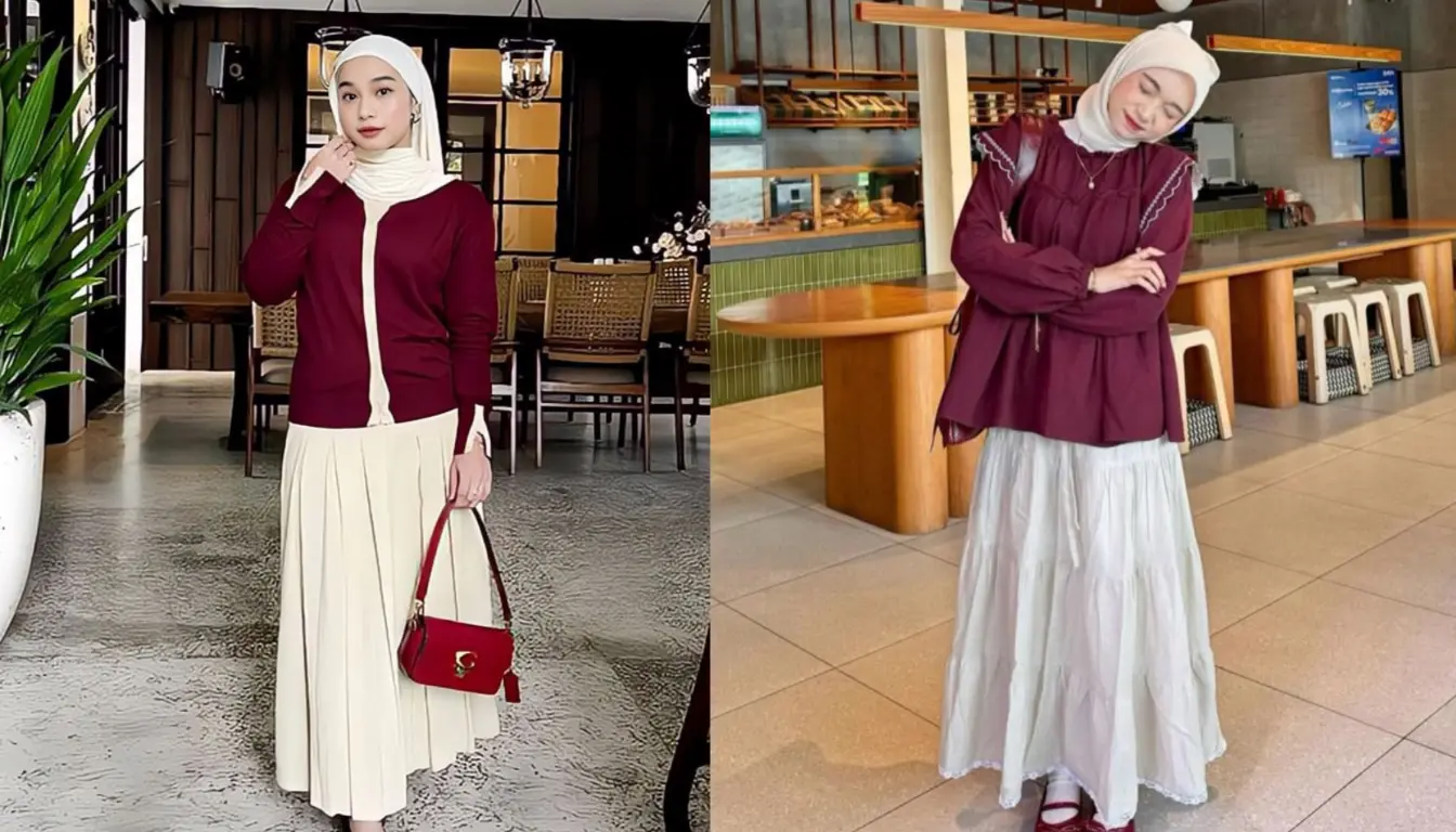 Baju Burgundy Cocok dengan Jilbab Warna Apa? Coba Warna Beige!