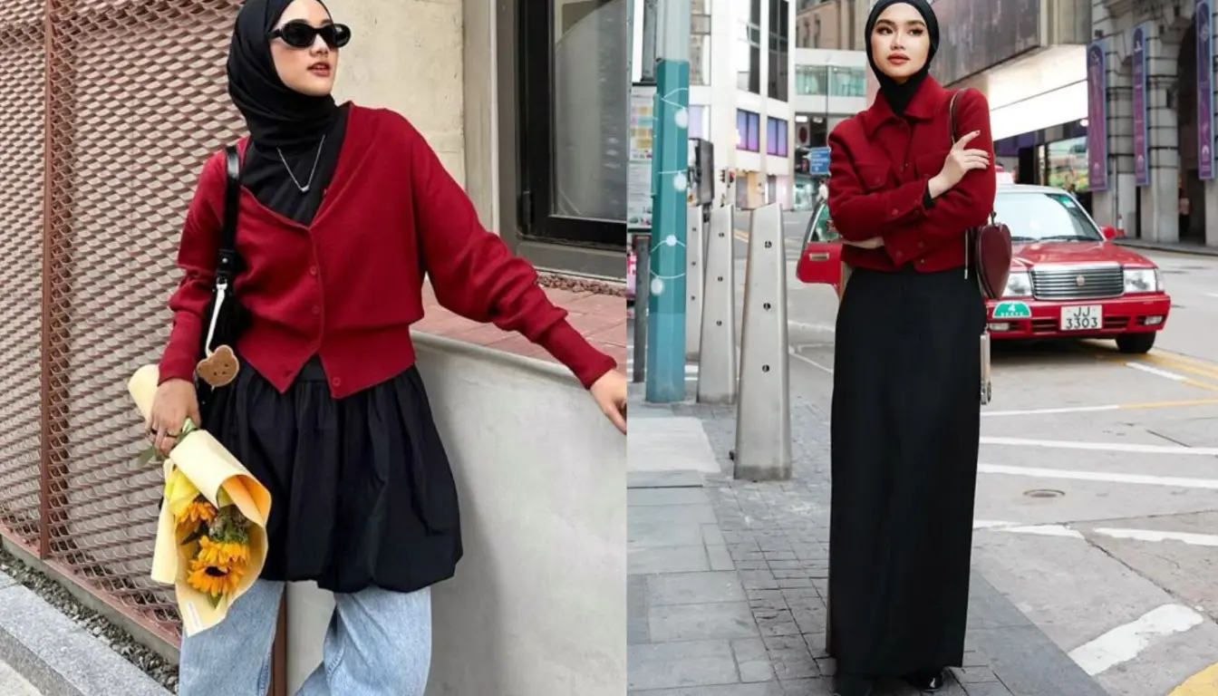 Baju Burgundy Cocok dengan Jilbab Warna Apa? Coba Warna Hitam!