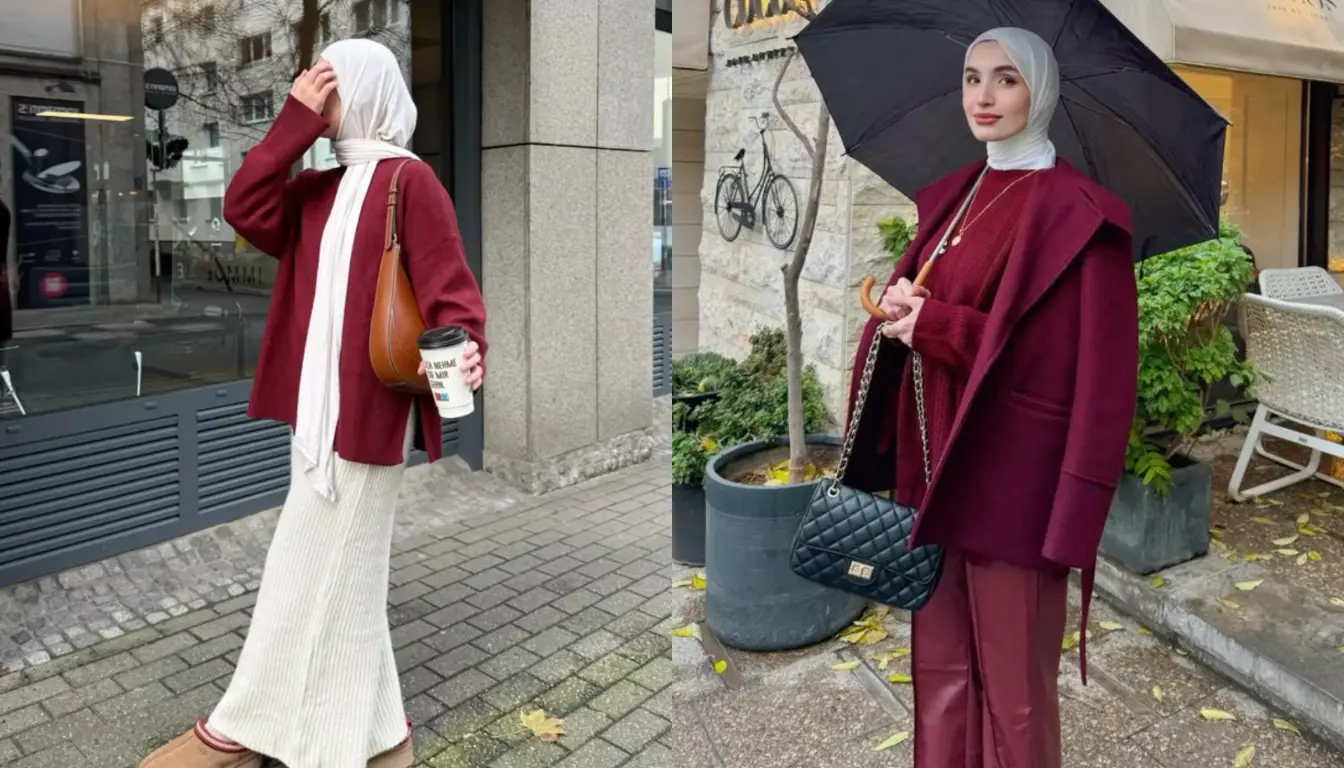 Baju Burgundy Cocok dengan Jilbab Warna Apa? Coba Warna Putih!