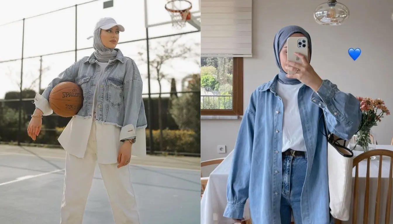 Baju Denim Cocok dengan Jilbab Warna Apa? Coba Jilbab Abu-abu!